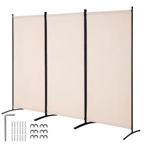 VEVOR Room Divider, TikTokShopBlackFriday, 3 Panel Room Divider, Folding Privacy Screen and Portable Partition Divider for Room Separation, Freestanding Room Partitions for Office, Bedroom, Study, Beige