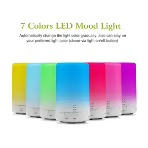 Mini Essential Oil Diffuser & Humidifier, Portable USB Aroma Vaporizer with 7 Color LED Lights for Desk & Car