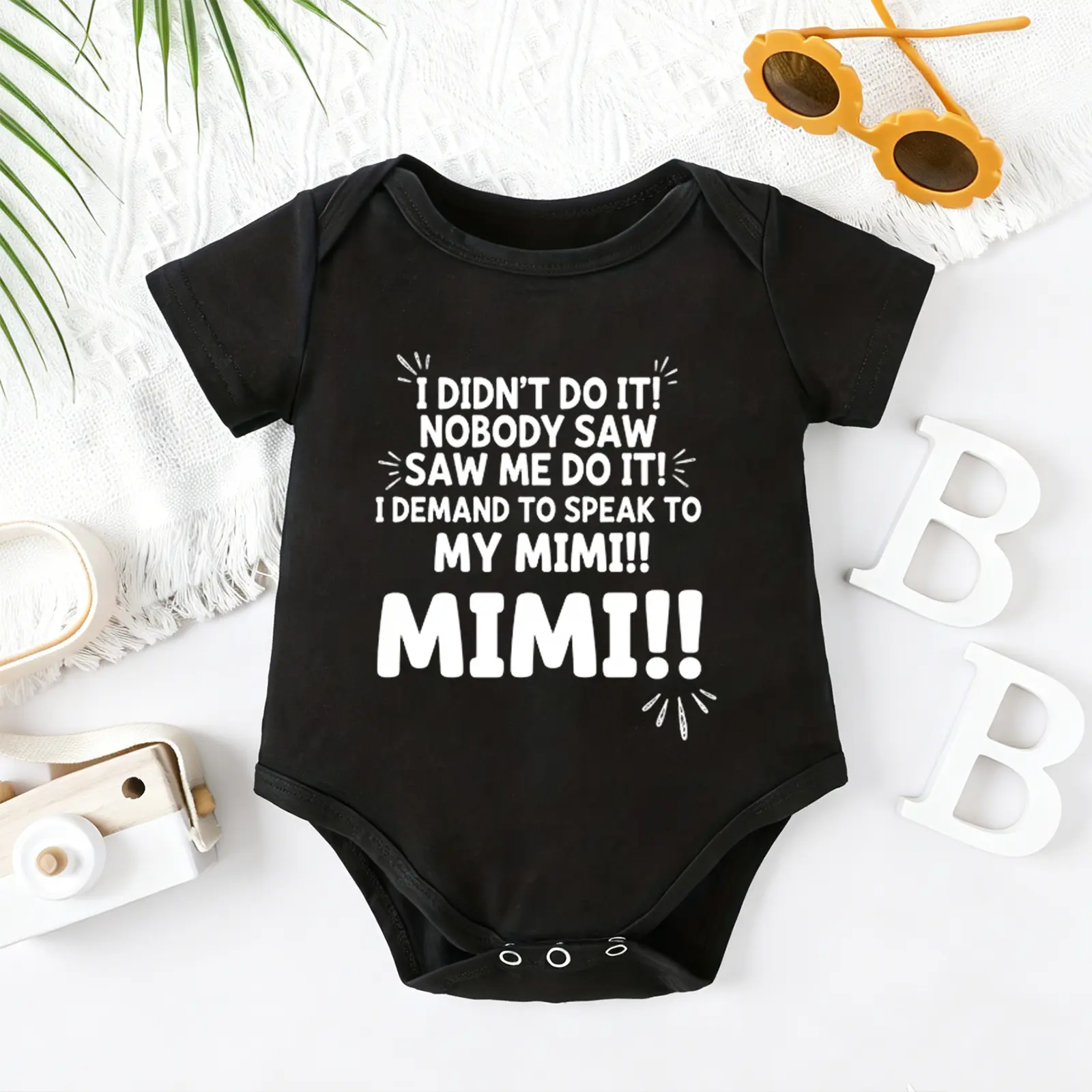 2026 Cute Newborn Baby Bodysuit with i didnt do it mimi Print, 100% Cotton Short Sleeve Romper All Seasons, Funny Casual Onesie for Baby Boys Girls, Indoor Outdoor Infant Clothes 0-2T, Perfect Baby Gift