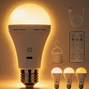 Comfortable Warm Light LED Bulb, Rechargeable Wireless Remote Control, Adjustable Brightness, Dimmable Led Bulbs, Hook for Anywhere, USB Emergency Backup Bulb