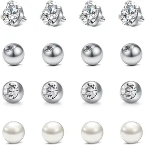 16gauge 14gauge Stainless Steel Replacement Balls for Lip Studs Labret Earrings Piercing Jewelry Septum Rings Externally Threaded Plastic Balls 3mm - 8mm
