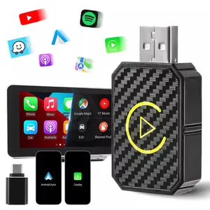 2-in-1 Android Car Wireless & Carplay Wireless Adapter, Switch from Wired to Wireless, Dongle for Cars with AA & Carplay,USB C/A,Plug and Play