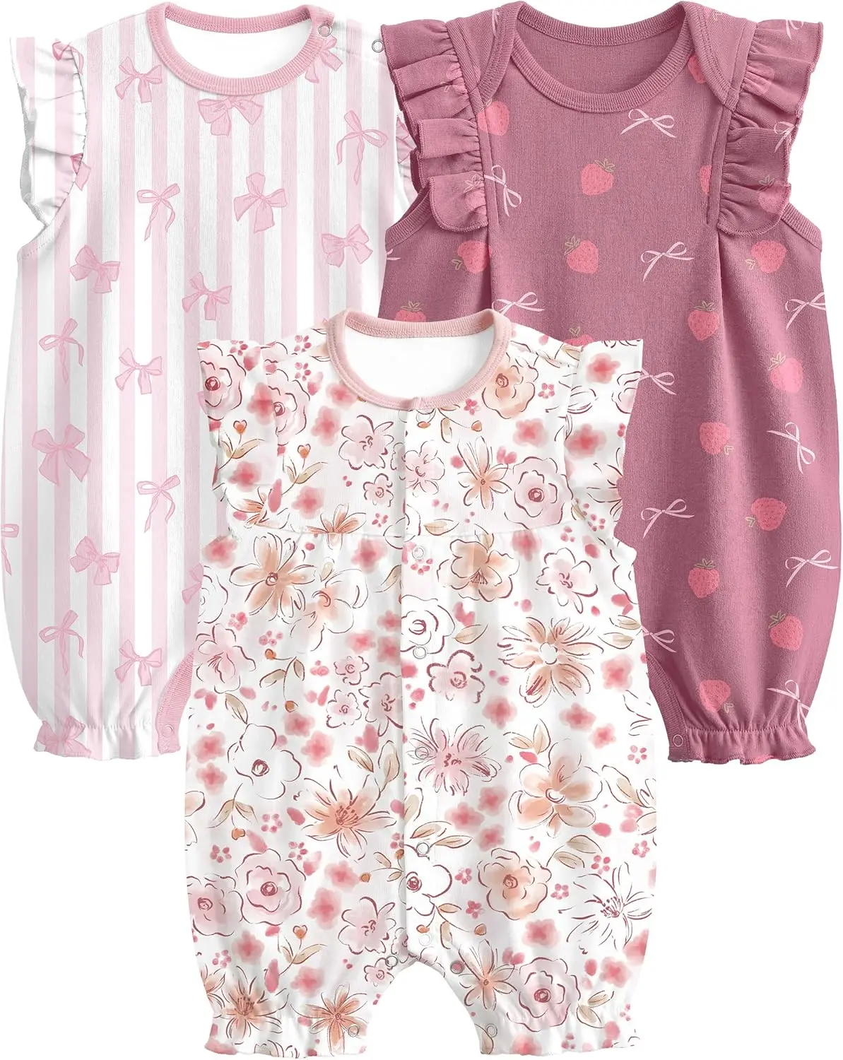 Yoofoss Unisex Baby Romper - 0-18 Months 100% Organic Cotton Newborn Onesies, Short Sleeves Nature Theme Baby Clothing, Soft Breathable Summer Sleepwear Outfit, Romper Set