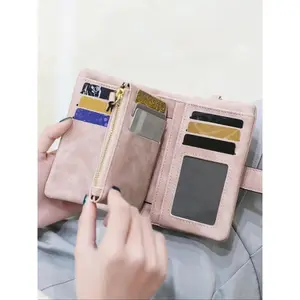 Women's 2026 Korean-Inspired Foldable Minimalist PU Leather RFID Blocking Slim Tri-Fold Wallet, Multi-Slot Card Holder with Coin Compartment, Casual Wear Compatible | Wallets for Women, Wallets For Women 2026, Compartmentalized Women's Wallets