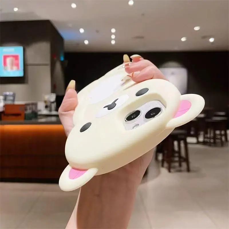 3D Cartoon Cute Rilakkuma Bear Phone Soft Silicone Case For iPhone 17 16 15 14 13 12 11 X Xs Pro Max XR 7 8 Plus 6s 5s SE Cover
