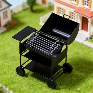 Mini Black Grill Model Dollhouse Outdoor Scene Decor Barbecue Prop, Perfect Hobbyist Collector Gift