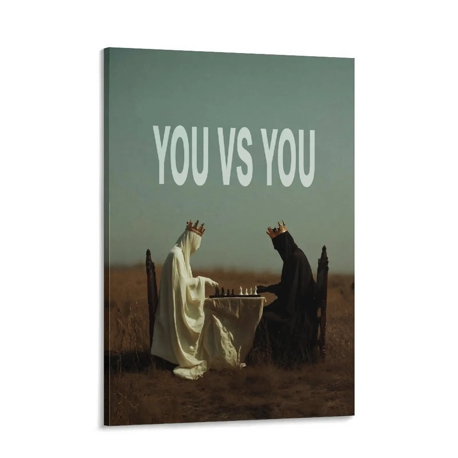 You vs You Canvas Wall Art, Dark Philosophy Poster, Self Reflection Artwork, Aesthetic Bedroom Decor