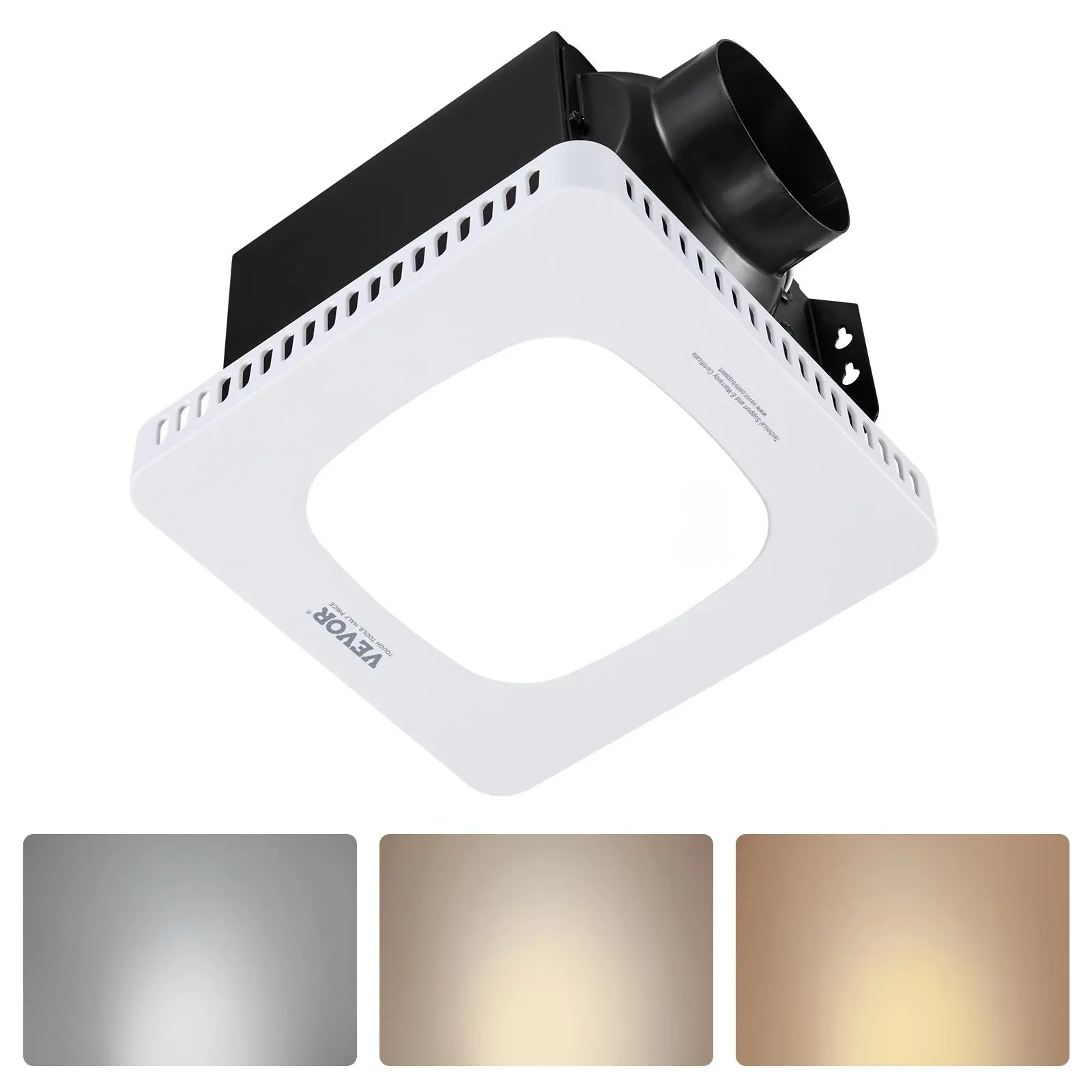 【SummerFinds】VEVOR Bathroom Exhaust Fan with LED Light, 110 CFM Bathroom Vent Three Gear Color Temp, 1.5 Sones Low-Noise, Premium AC Motor Ceiling Fan for Laundry Room, Storage Room, Home Ventilation, White