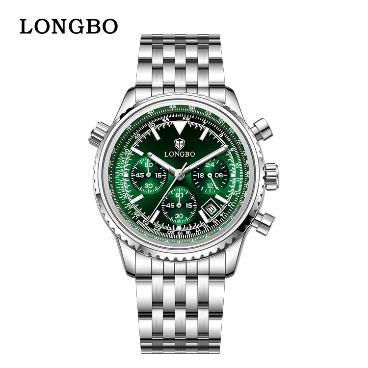 Men's Silver Business Casual Wristwatch - Men's Accessories, Vibrant Green Dial, Multi-Subdial Design, Metal Band, Bold Fashion Watch for Casual & Formal Occasions