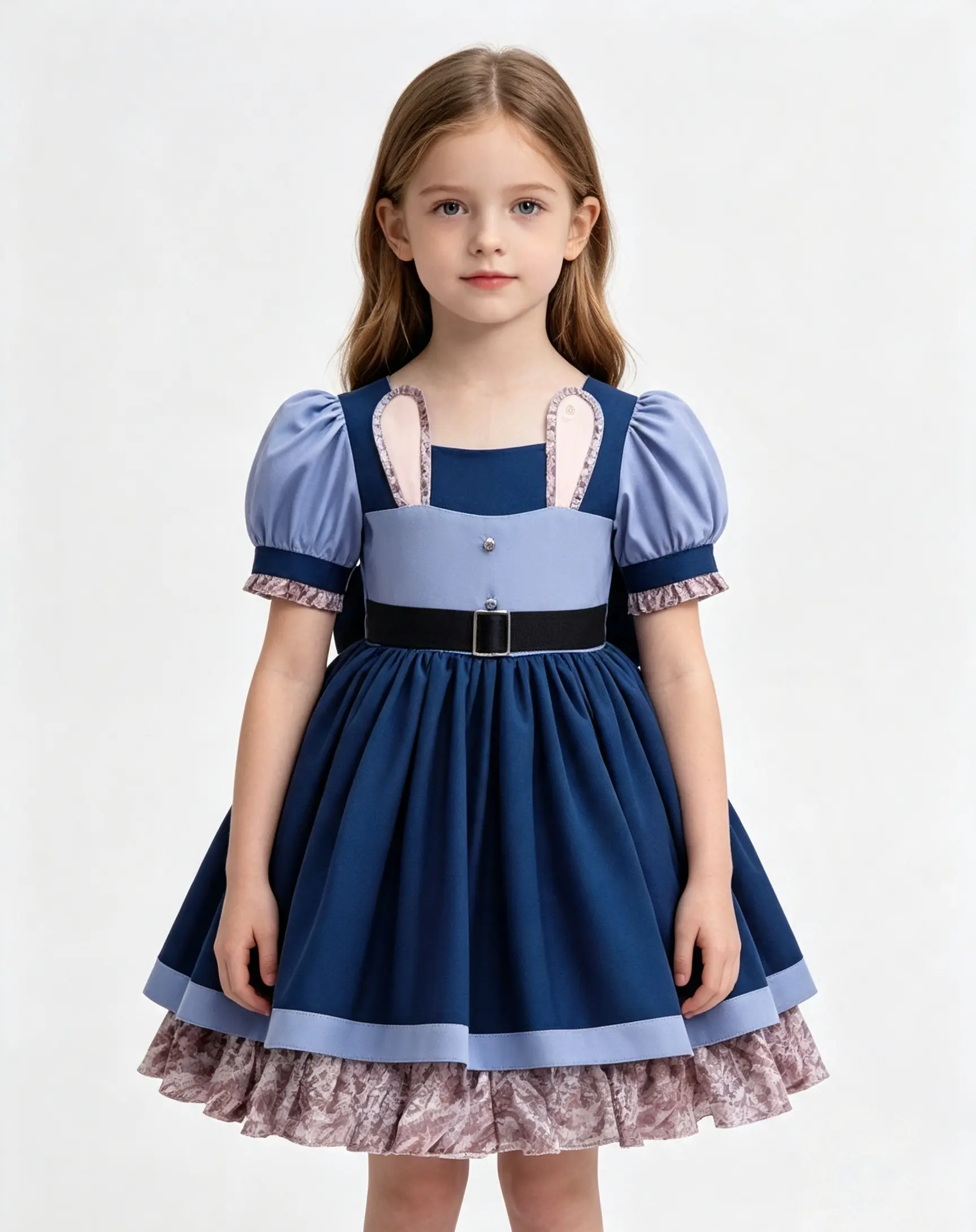 Girls Vintage Princess Dress, Dreamy Fairy Tale Formal Gown with Puff Sleeves & Layered Skirt, Elegant Kids Party Dress for Birthday, Stage Performance, Pageant & Special Occasions