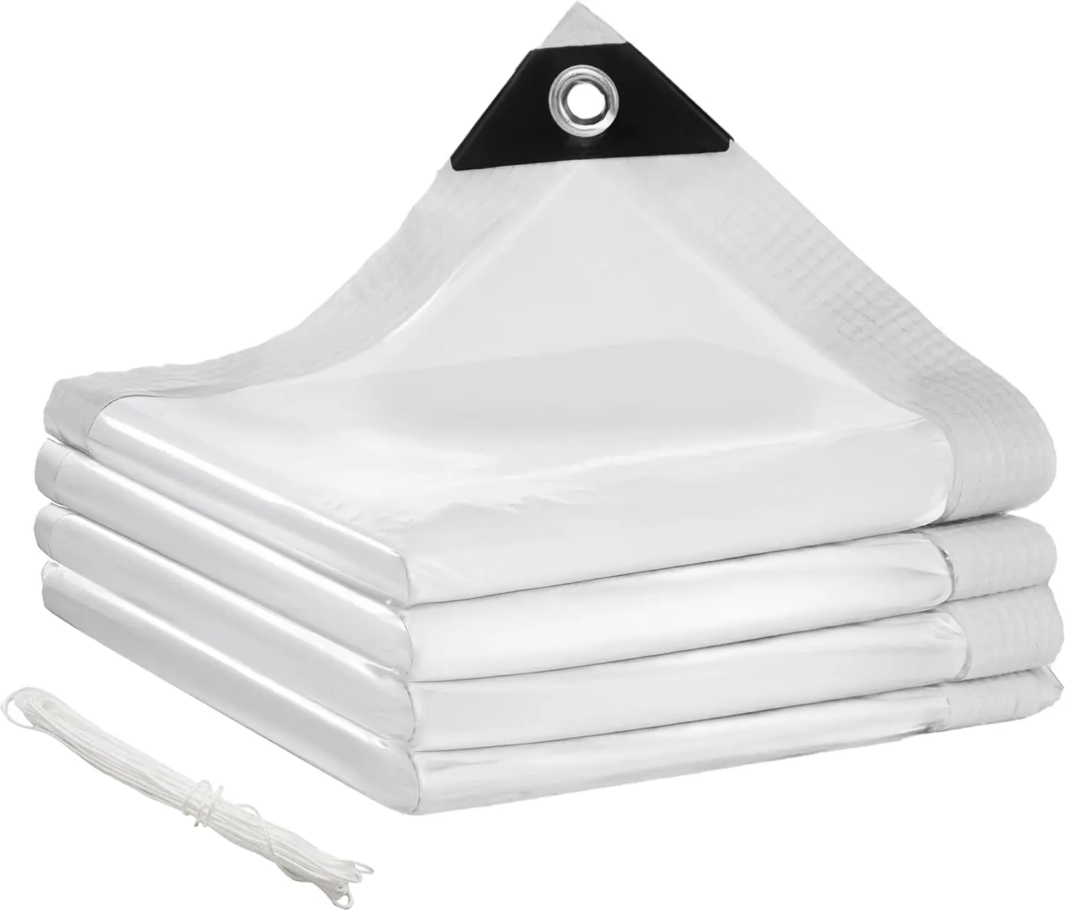 10x13ft Heavy-Duty Clear Plastic Weather Cover Tarp, Lightweight Canopy with Reinforced Edges, Rivet-Secured Metal Grommets, Dustproof Protection, Free 16.4ft Binding Rope for Outdoor Garden Plants, Home Use Thick Transparent Rain Cloth, With Grommets