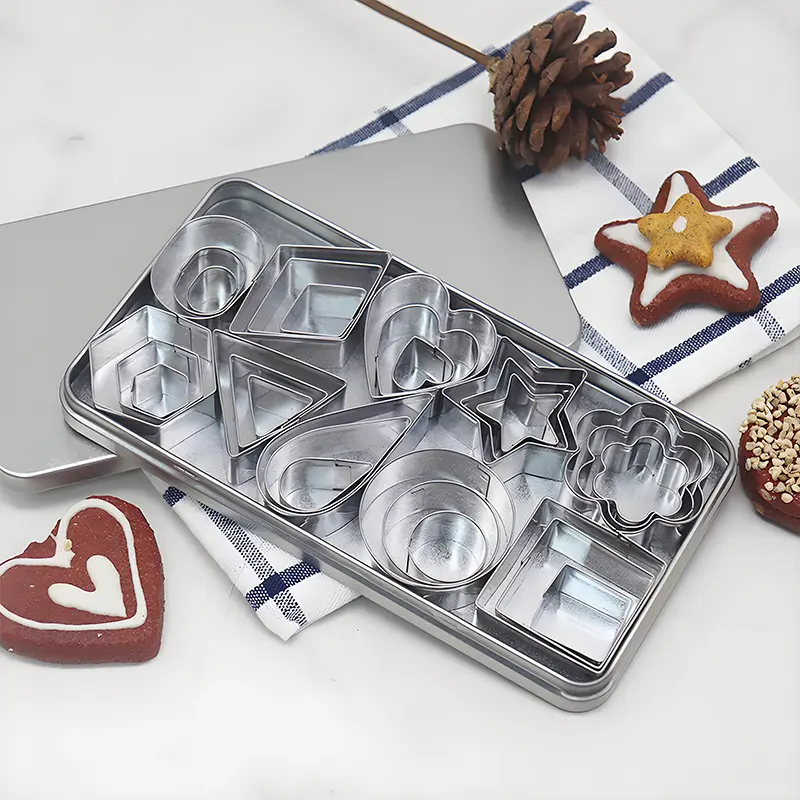 30Pcs Mini Cookie Cutters Set- Heart Star Flower Round Square Hexagon Oval Diamond - Small Stainless Steel Cookie Cutters - Polymer Clay Cutters Mini Fruit Cutter Small Biscuit Cutters
