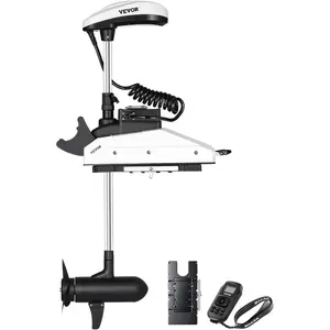 VEVOR Electric Trolling Motor, 55lbs Thrust with GPS, 10-Speed Bow Mounted Saltwater Outboard Boat Motor with Remote Control LCD Battery Indicator, for Kayaks, Fishing Boats, 36-Inch Shaft