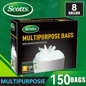 Scotts 8 Gallon Boxed Disposable Non Tear Puncture Tear Resistant Trash Bags, Deodorization And Odor Absorption Technology Kitchen Garbage Bags, Fresh Clean Scent With Lemon Scent, Multipurpose Easy To Usedrawstrings More Durable