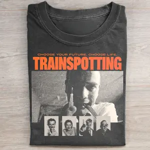 Vintage 90s Trainspotting Choose Your Future, Choose Life Graphic Tee - Trainspotting Cult Movie Shirt - Mark Renton, Spud, Begbie, Sick Boy, Veronika Shirt - Iconic Movie Scenes - Movie Characters Tee