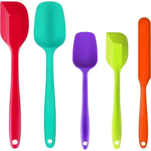 Spatulas Silicone Heat Resistant, Food Grade Rubber Spatula Set for Cooking, Baking, Stirring Heat Resistant 446°F Spatulas for Nonstick Cookware Dishwasher Safe BPA Free Multicolor Set of 5