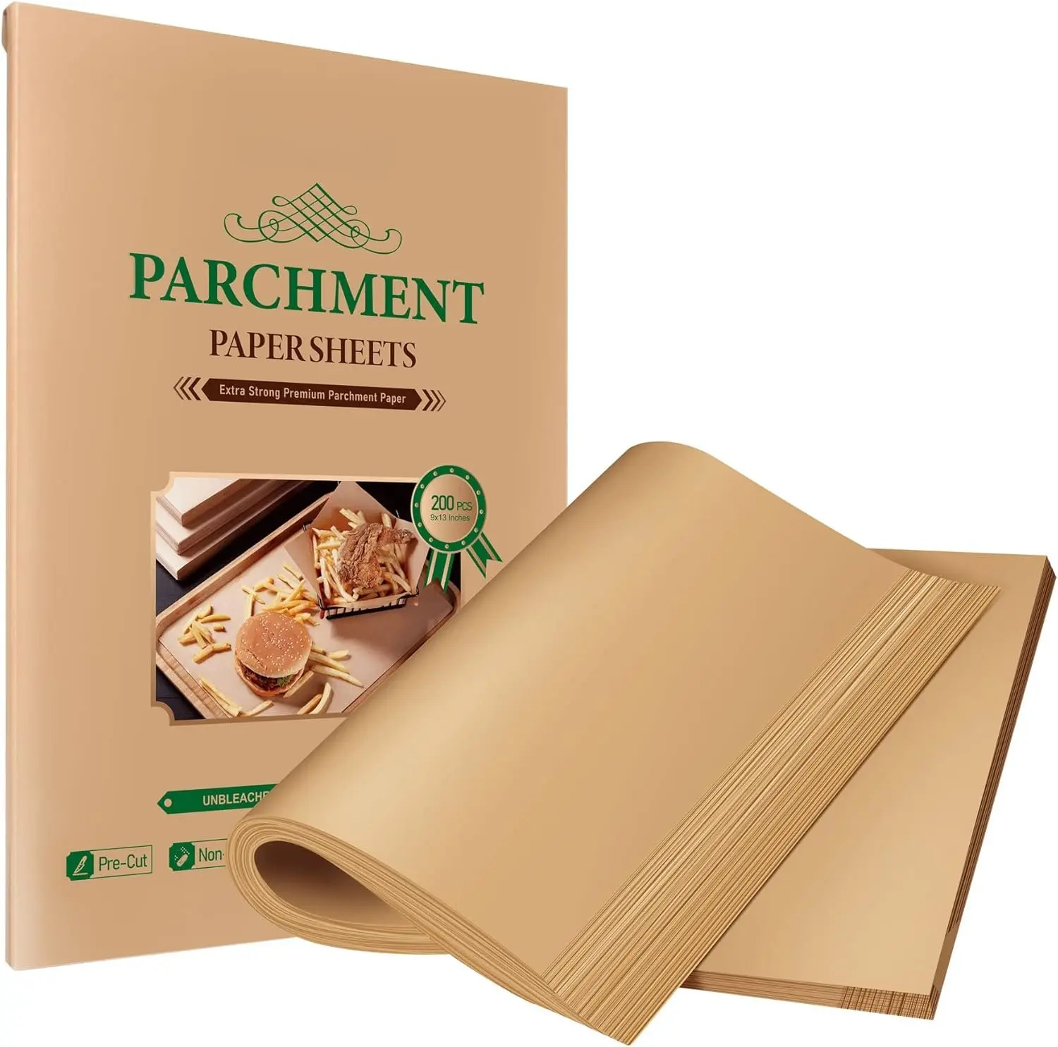 200 count  Paper Sheets 9 x 13 Inches, Precut  Paper for Baking, Air Fryer Disposable Paper Liner,  Non-Stick Cooking Papers for Grilling, Frying, Steaming