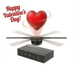 3D Hologram Projection Light 3D Hologram Display Fan Two Blades 42cm User-Friendly Plug and Play Holographic Advertising Show LED Lights Easy Wall Mount Decorations & Parties Gift for Valentine's Day
