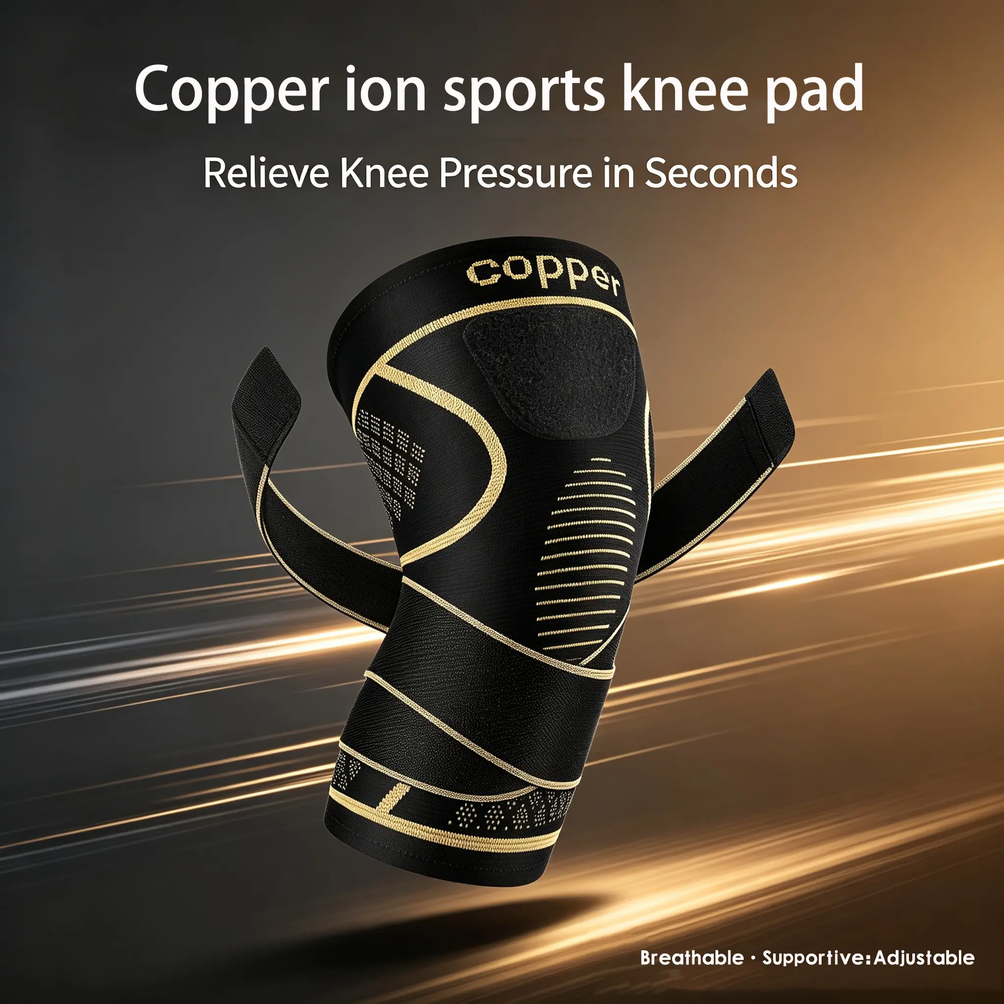Copper Ion Breathable Knee Brace - Circular Compression, Shock-Absorbing, Anti-Slip Sports Protective Gear for Basketball, Running, Mountaineering