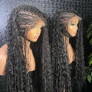 V flip with synthetic boho braids. fiber synthetic full lace wig. Medium: Cap size :21.5 – 22.5”