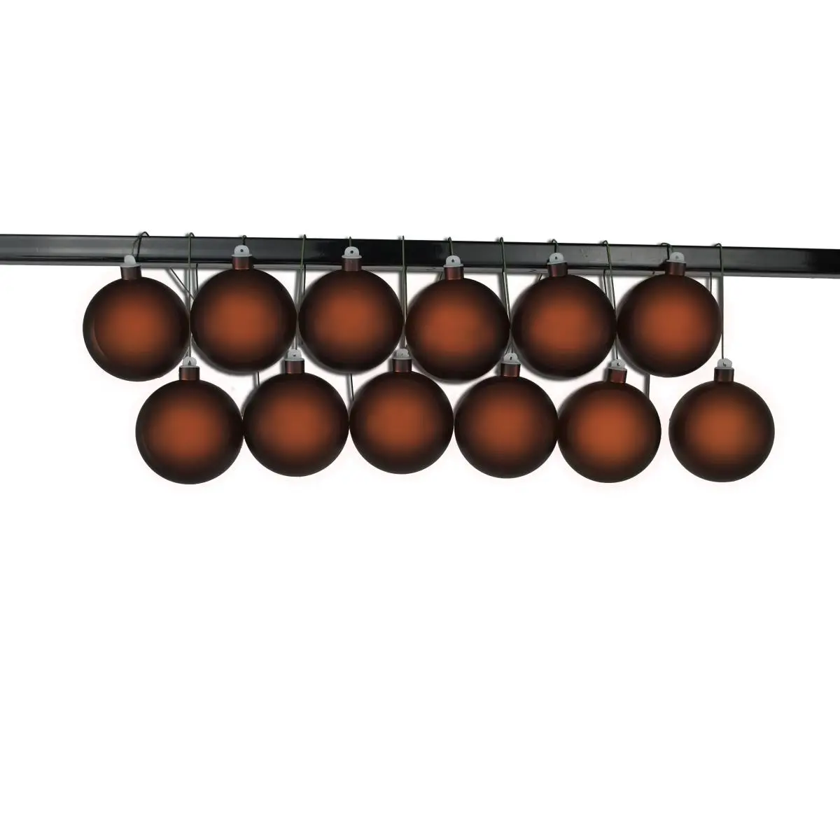 212 MAIN Matte Copper Metal Ball Christmas Home Ornament, 2.5 In. (60 mm) Ball Form, 12-Pack with Wire & UV Coating, Festive Party Supplies & Room Decor