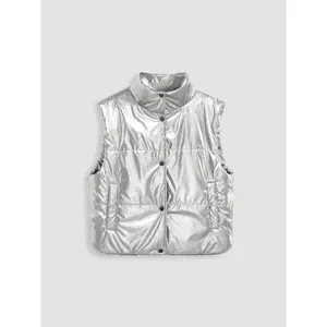 Cider [size 4-10] Metallic Stand Collar Puffer Vest