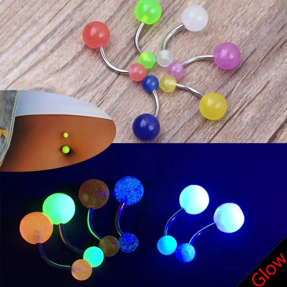 Body piercing glow-in-the-dark navel studs acrylic jewelry wholesale - pierced nose studs, navel studs, lip studs, 7-piece set