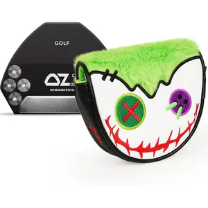 Joker Funny Golf Head Covers Putter Cover for OZ1 MEZZ 1 MEZZ1 MAX Putters Center Shaft Mallet Putter Cover with Magnetic Closure Plush Patches PU Leather Material Golf Gift for Men and Women