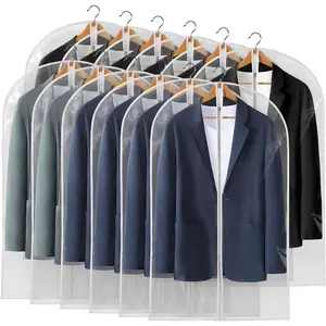 Perber 40" All Clear Garment Bags for Hanging Clothes, 12 Packs Suit Bags for Closet Storage, Plastic Waterproof Suit Cover Bags with Zipper for Coats, Jackets, Shirts (Set of 12)