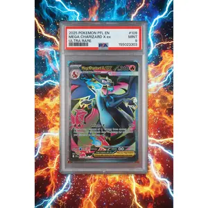 PSA 9 2025 POKEMON PFL EN-PHANTASMAL FLAMES #109 MEGA CHARIZARD X EX ULTRA RARE