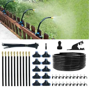 360 Adjustable Drip Irrigation System Kit, 32.8FT Automatic Garden Watering System with 10 Copper Nozzles, Atomizing Misting Watering System with 360 Bending Dropper for  Lawn Patio