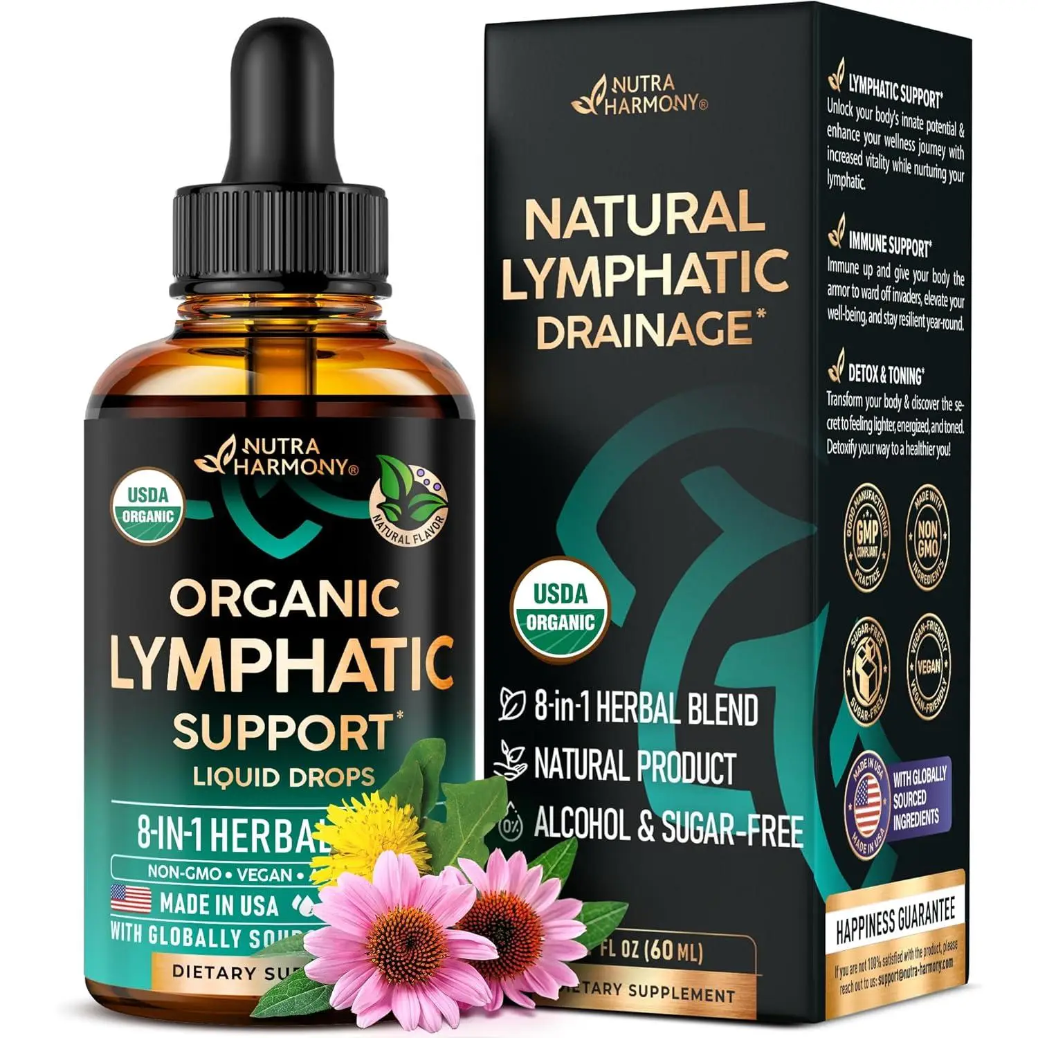 USDA Organic Lymphatic Drainage Supplement with Echinacea | Elderberry | Dandeli...