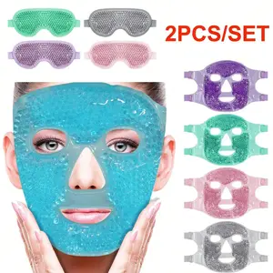 New Spa Ice Hot Compress Full Face Eye Mask, Reduces Facial Swelling and Dark Circles, Gel Beads Heat Therapy, Designed for Women