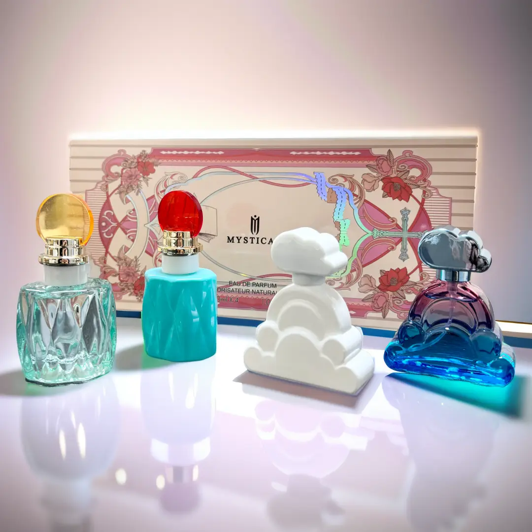 MYSTICAL 4-Piece Perfume Gift Set for Women | Long Lasting Floral & Fruity EDP Discovery Kit | Cute Cloud & Crystal Travel Size Fragrance Set