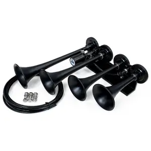 HornBlasters The Rage 4-Chime Air Horn - Stealth Black Finish with Pre-Installed 12-Volt Air Valve & Mounting Hardware Included HornBlasters The Rage 4-Chime Air Horn - Stealth Black Finish with Pre-Installed 12-Volt Air Valve & Mounting Hardware Included
