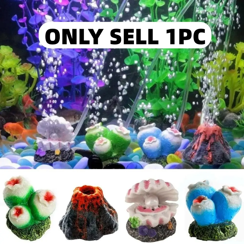 Small Aquarium Decor, Fish Tank Decorations with Air Stone, Aquarium Bubble Tube, Oxygen-Enhancing Volcano Design, Healthy Habitat Decoration for All Fish Tanks, Aquarium Accessories