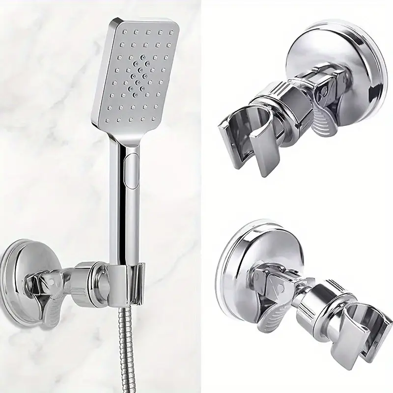 Suction Cup Shower Head Holder, No Drill Adjustable Shower Wand Mount, Removable Waterproof Shower Caddy Bracket for Bathroom Wall Tile Glass