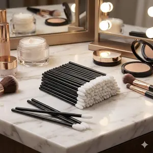 Disposable Lip Brush Set - Individually Wrapped for Hygiene & Travel, Dual-Angled Heads, Synthetic Bristles for Smooth Application, Non-Slip Handle, Perfect for Lipstick, Concealer, Touch-Ups, Nail Art.