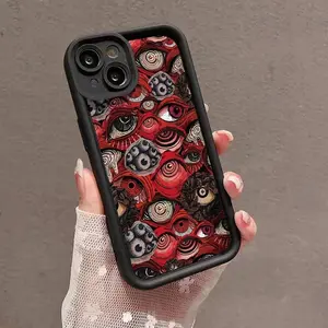 Abstract Eye Pattern Phone Case, Decorative Phone Protector Cover, Smartphone Accessories Compatible with iPhone 15 14 13 12 11 Plus/Pro/Pro Max, Protective, Cute Phone Cases