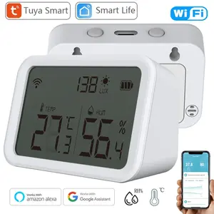 WiFi Temperature Humidity Sensor, Tuya Smart Home Thermometer, APP Control Via Smartlife, Works with Alexa & Google Assistant