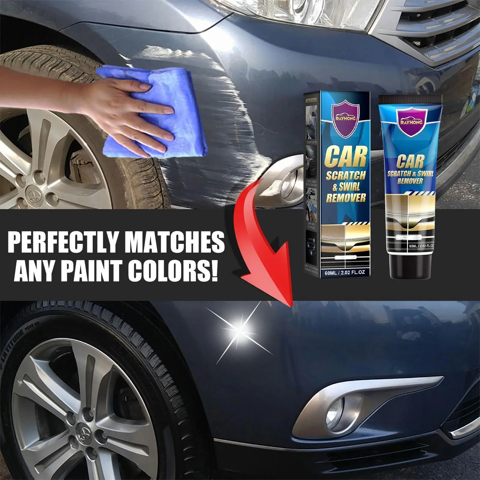 Car Scratch Repair Cream - Single-Use Car Detailing Abrasive, Polishing Compound, Fast Shipping, Paintwork Cleaner, Repairs Swirls, Leather & Upholstery Cleaner, Paint Color-Matching, Simple to Use, Automotive Shiny Maintenance Solution