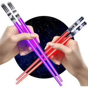 Light Up LightSaber Chopsticks Set, 2 Pairs, Red & Purple