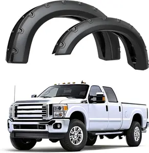 YITAMOTOR Fender Flares, Compatible with 2008-2010 Ford F-250 F-350 Super Duty, Smooth Black Finish Front Rear Wheels Pocket Rivet Style Resistant Mud Flaps Truck Automotive Protector Decoration