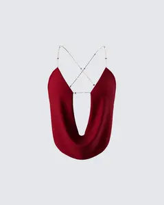 Ginger Burgundy Backless Cowl Top