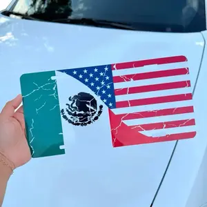 Mexican American Patriotic Decorative License Plate Unique Cultural Design Inspired by Flags for Vehicle Decor with Cultural Symbol Appeal