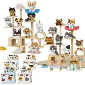 Cat & Dog DIY Mini Building Block Set, Cute Pet Assembled Block Gift Box, Creative Ornament. Perfect for cat & dog lovers and craft enthusiasts as home decor and ideal gift.