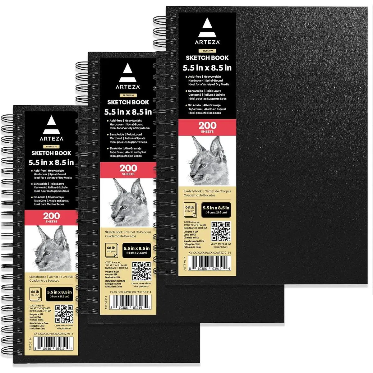 Spiral Sketch Book 5.5x8.5 Drawing Pad 3 Pack 100 Sheets Sketch Pads for Drawing for Adults & Teens