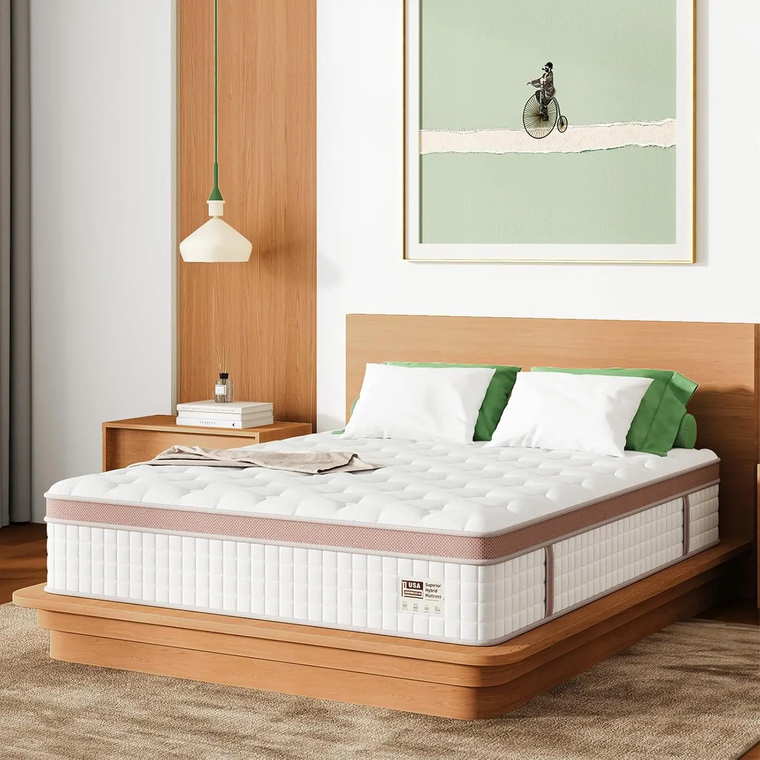 FlexPedic 12-14'' Hybrid Mattress, Full/Queen/King, Extra Firm Gel Memory Foam & Pocket Springs for Pressure Relief & Motion Control, Fiberglass Free