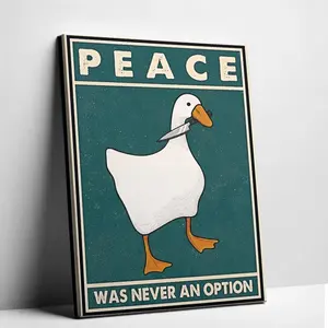 Goose Peace Was Never an Option Funny Goose Retro Prints Posters Goose Meme Art Signs Modern Home Living Room Decor Painting