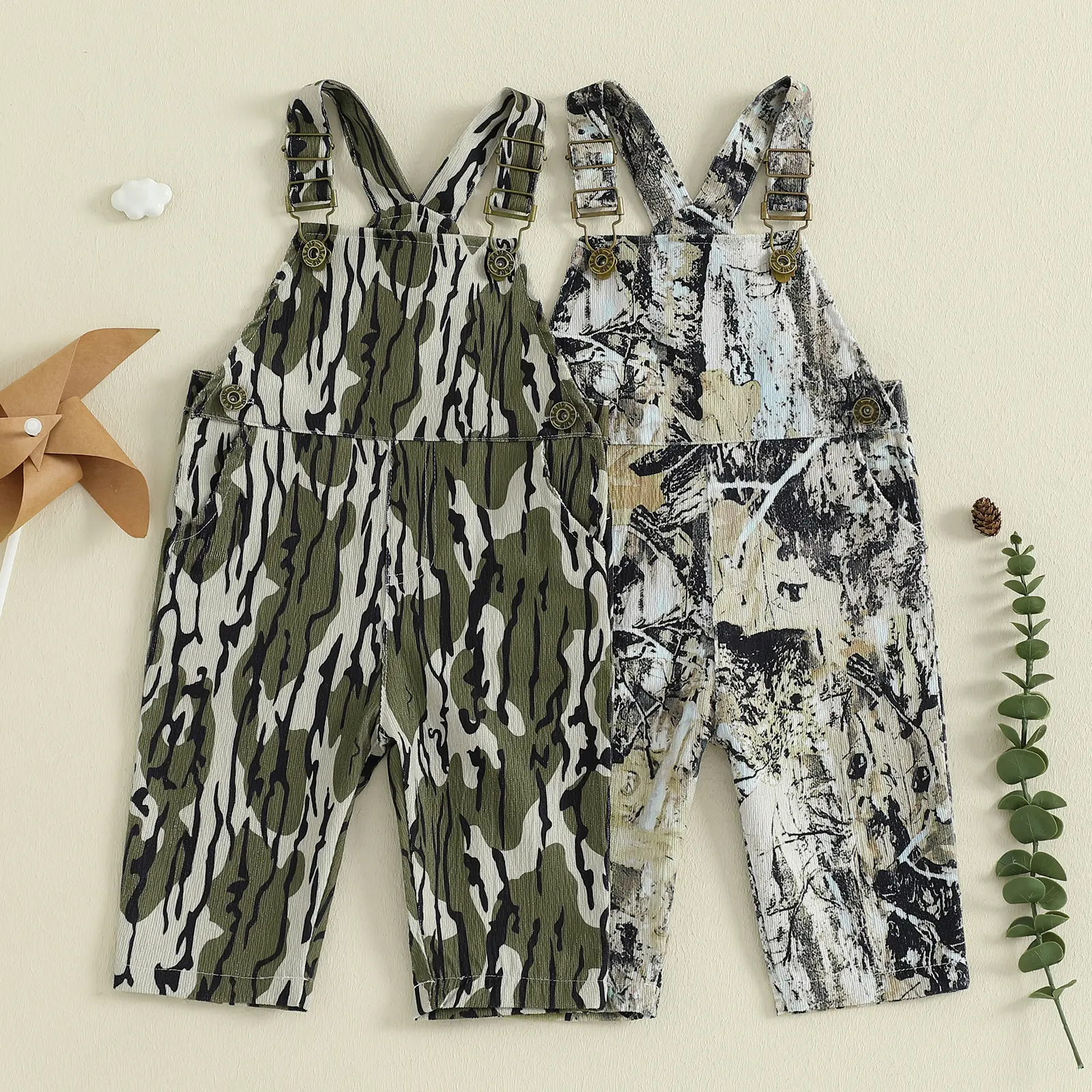Babamoon Sleeveless Camouflage Deer & Mallard Duck Print Suspender Overalls - Baby Boy Clothes, Camo Baby Boys Bottoms for Infants Toddlers